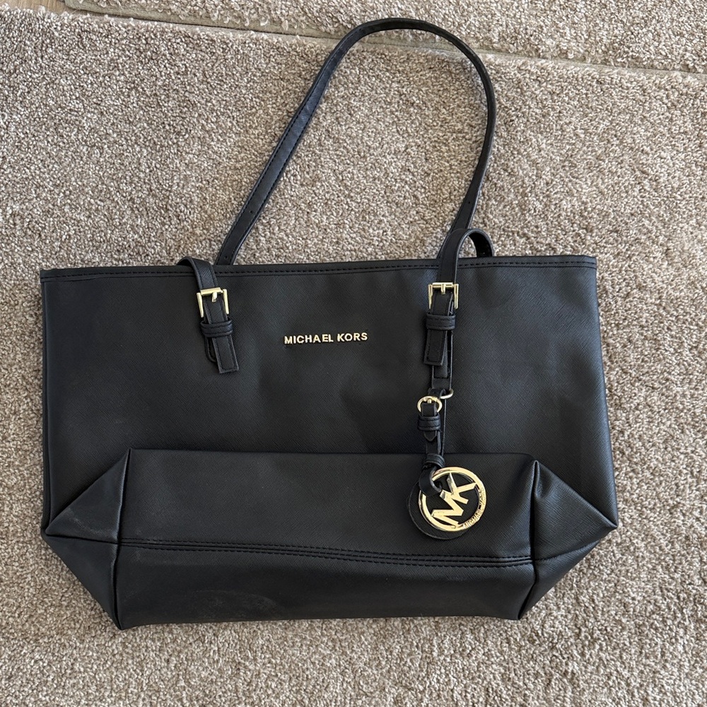 Michael Kors Black Tote with Gold Accents